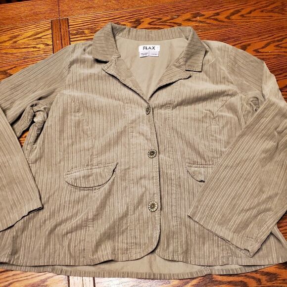 Flax green corduroy blazer jacket size large - Picture 3 of 5